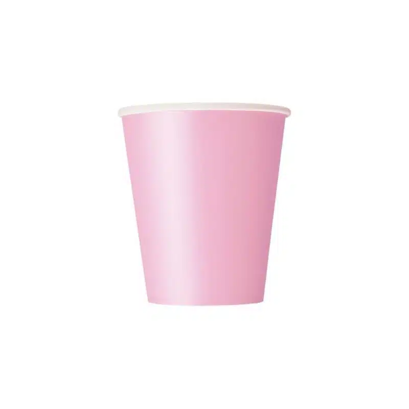 24 Copos Papel Rosa Claro 200 ml