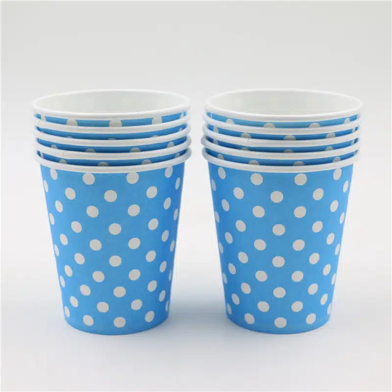 6 Copos Azul Bolinhas
