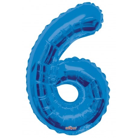 Balão Número 6 Azul Foil 92 cm