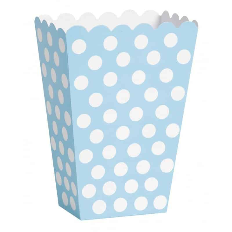 6 Caixas Pipocas Azul Bolinhas