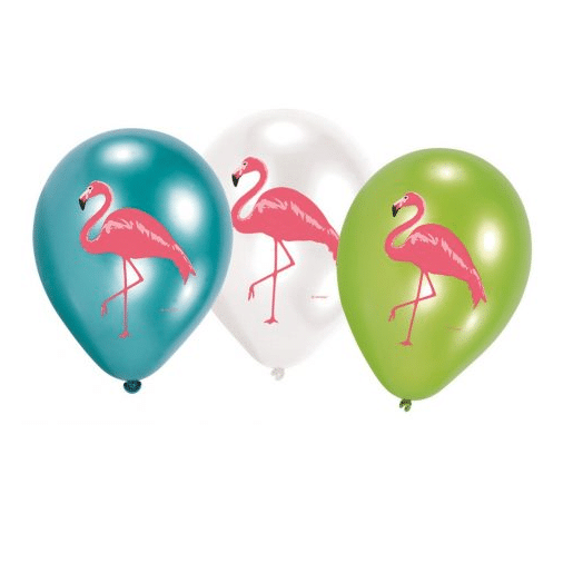 6 baloes flamingo tropical