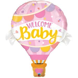 super balão ar quente welcome baby rosa