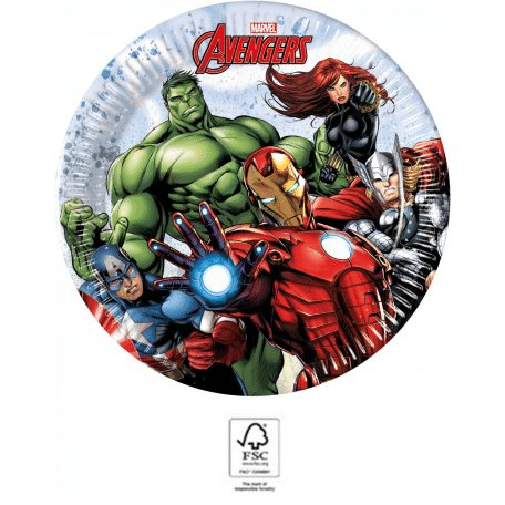 8 Pratos Avengers Marvel 20 cm