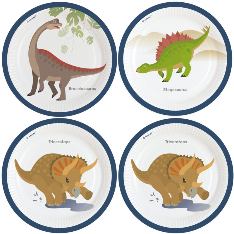 8 pratos Dinossauros T Rex 23 cm