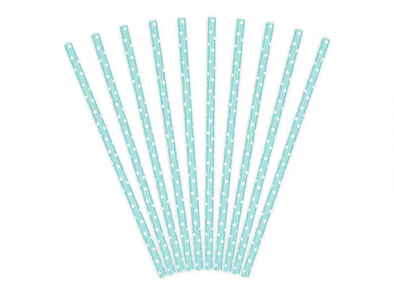 10 palhinhas azul bolinhas