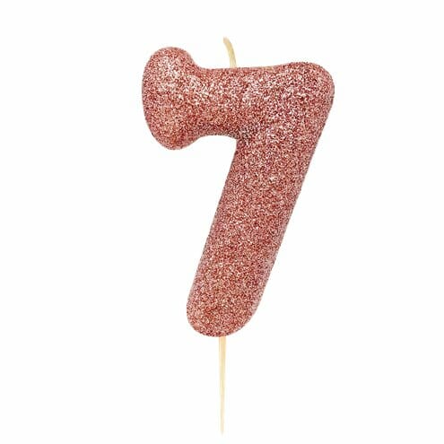 vela aniversário nº 7 rose gold glitter