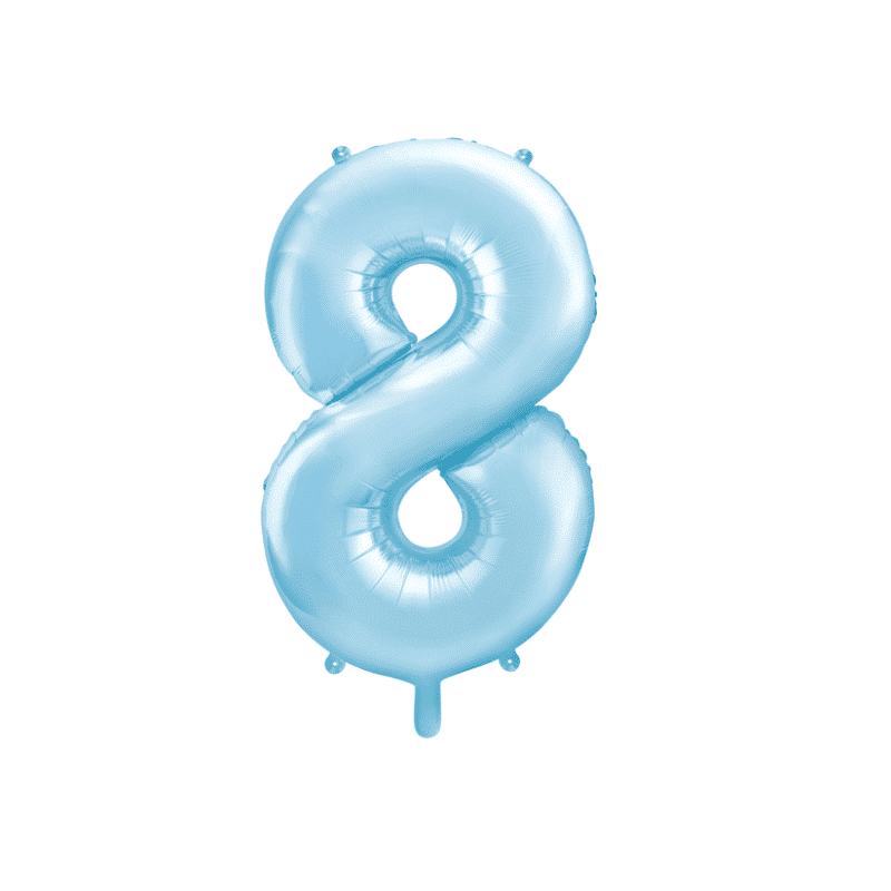 Balão Número 8 Foil Azul Claro com 69 cm