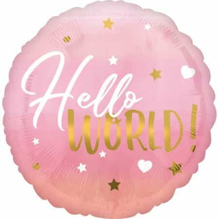 balão foil hello world rosa