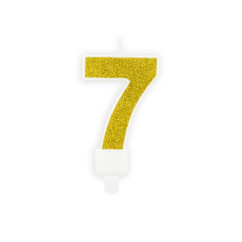 vela nº 7 dourado glitter