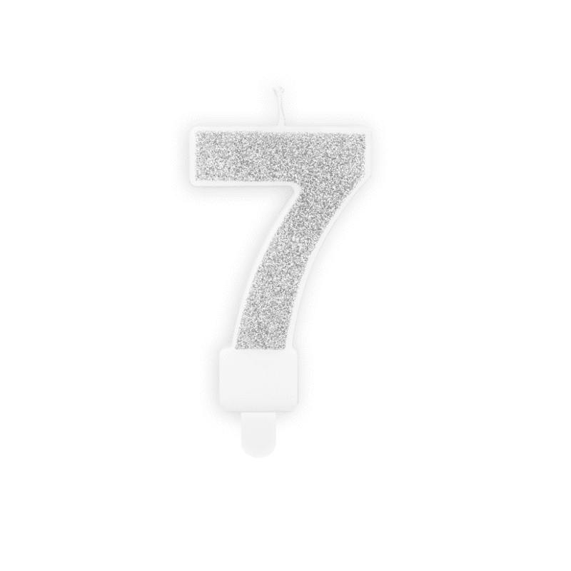 vela nº 7 prata glitter