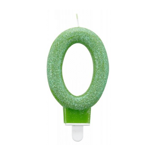 Vela nº 0 verde Glitter