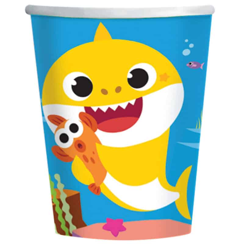 8 Copos Papel Baby Shark