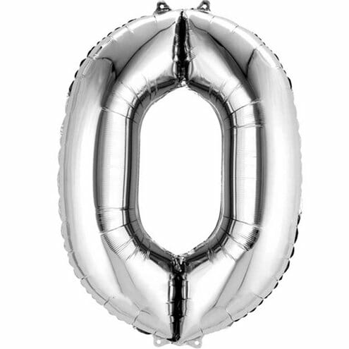 Balão Número 0 Foil Prata com 105 cm
