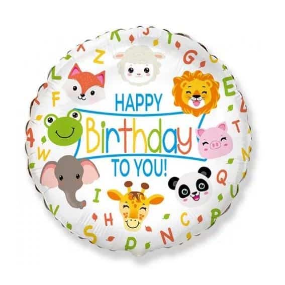 Balão Foil Animais Selvagens Happy Birthday