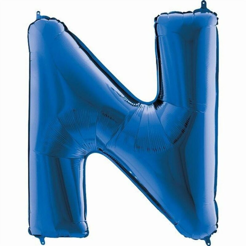 Balão Foil Letra N Azul 65 cm