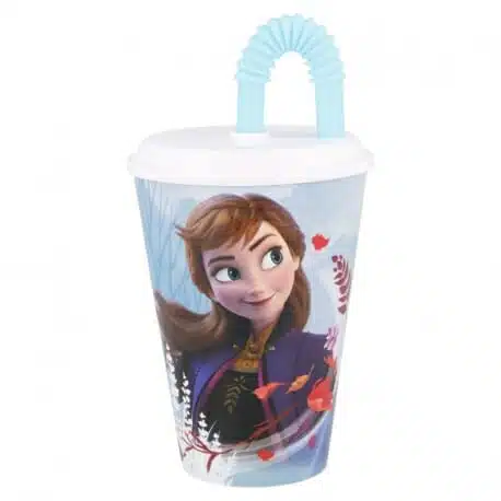 Copo Plástico com Palhinha Frozen II