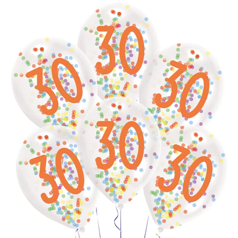 6 Balões 30 Anos Confetis