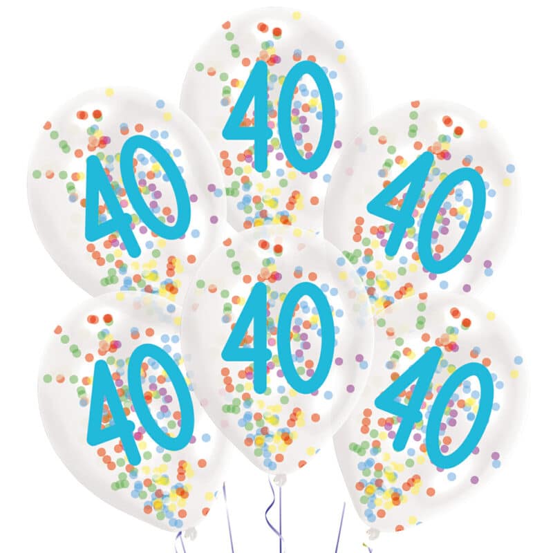 6 Balões 40 Anos Confetis