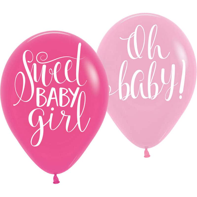 6 Balões OH Baby Rosa
