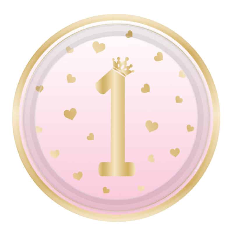 8 Pratos 1º Aniversário Rosa