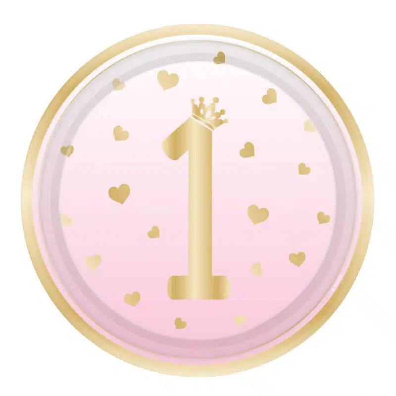 8 Pratos 1º Aniversário Rosa