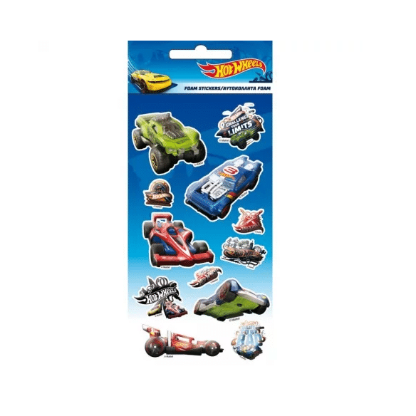 12 Autocolantes Esponja Hot Wheels 2D