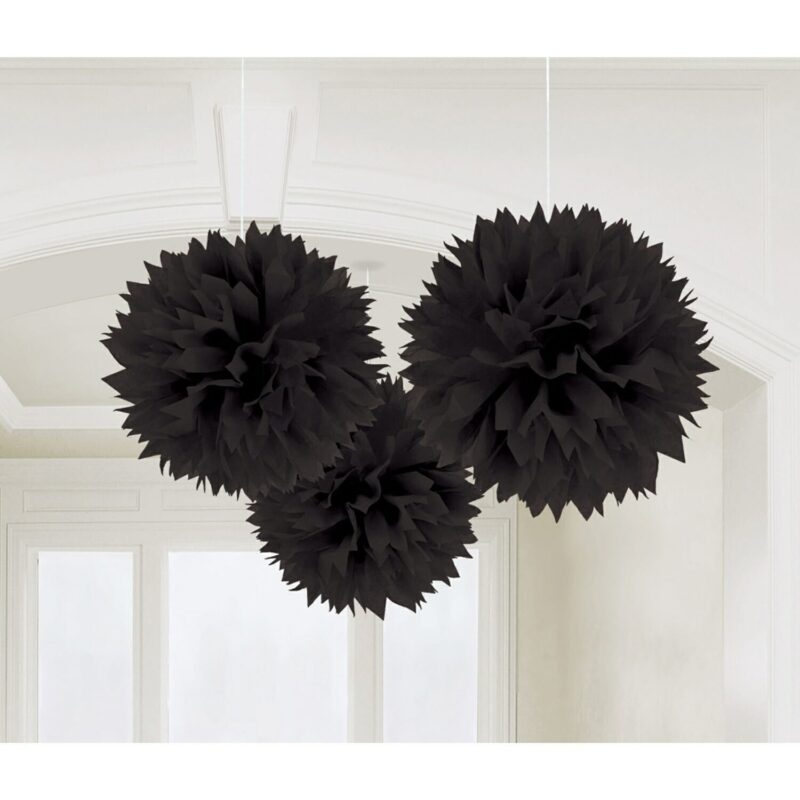 pompons papel preto