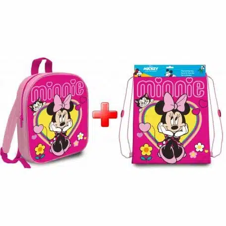 Conjunto de Mochila mais Saco Desportivo Minnie