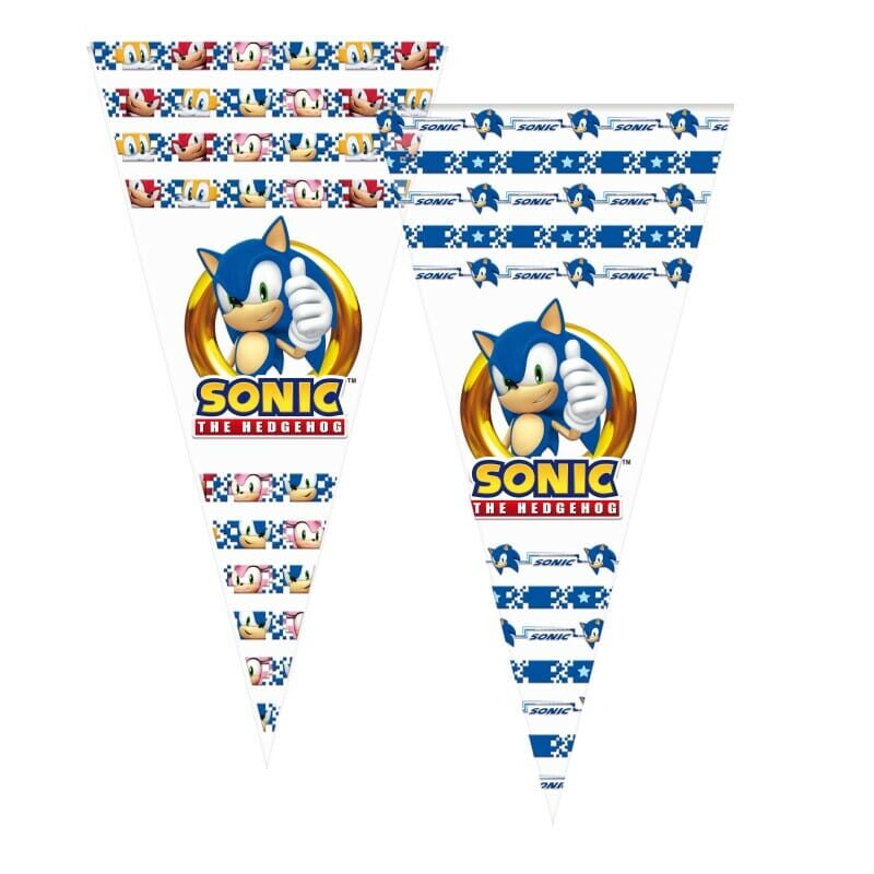 6 Sacos Cone Sonic The Hedgehog 20 x 40 cm