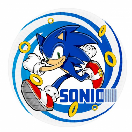 8 Pratos de Papel Sonic The Hedgehog 18 cm