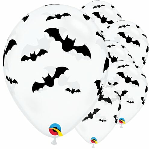 Halloween 6 Balões Latex Transparentes Morcegos