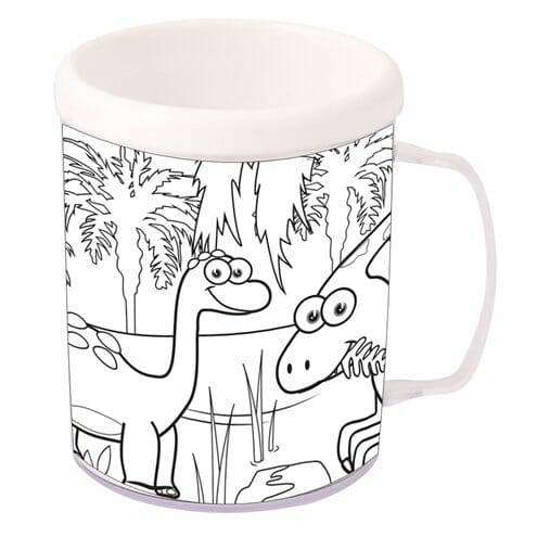 Caneca Plástico Dinossauros para Colorir