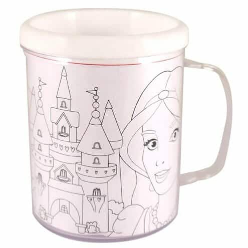 caneca plástico princesas para colorir
