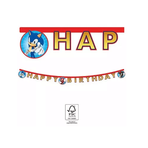Faixa Happy Birthday Sonic 200 cm