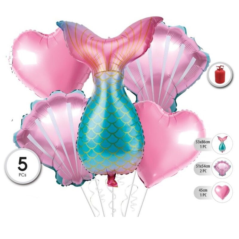 Conjunto de 5 Balões Festa Sereia