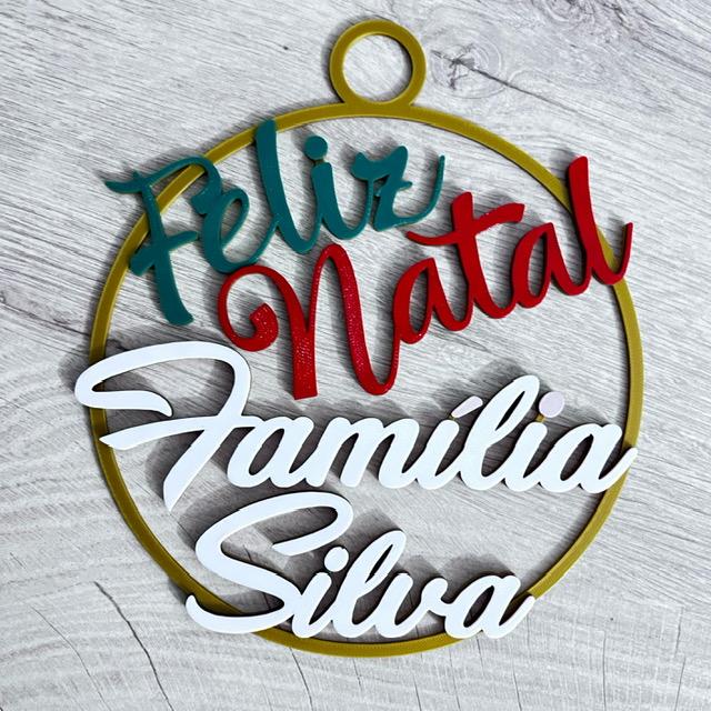 Bola de Feliz Natal Grande Personalizada Família