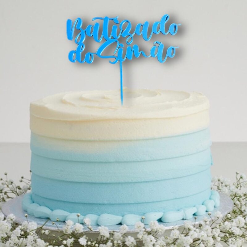 Topo de Bolo Personalizado Nome Batizado