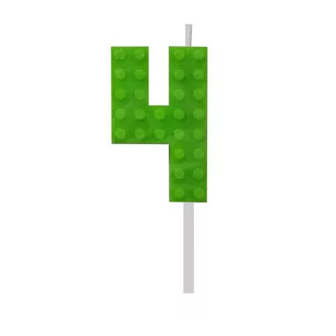 Vela Peça de Lego nº 4 Verde 5.5 cm