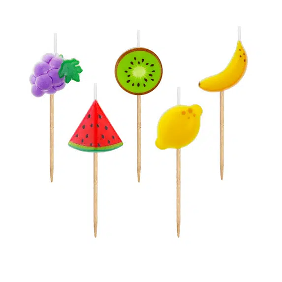 5 Velas Aniversário Frutas
