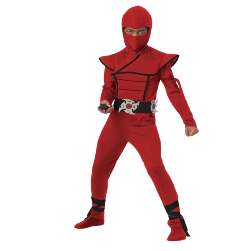 Fato de Ninja Vermelho Disfarce Criança 13 a 14 Anos