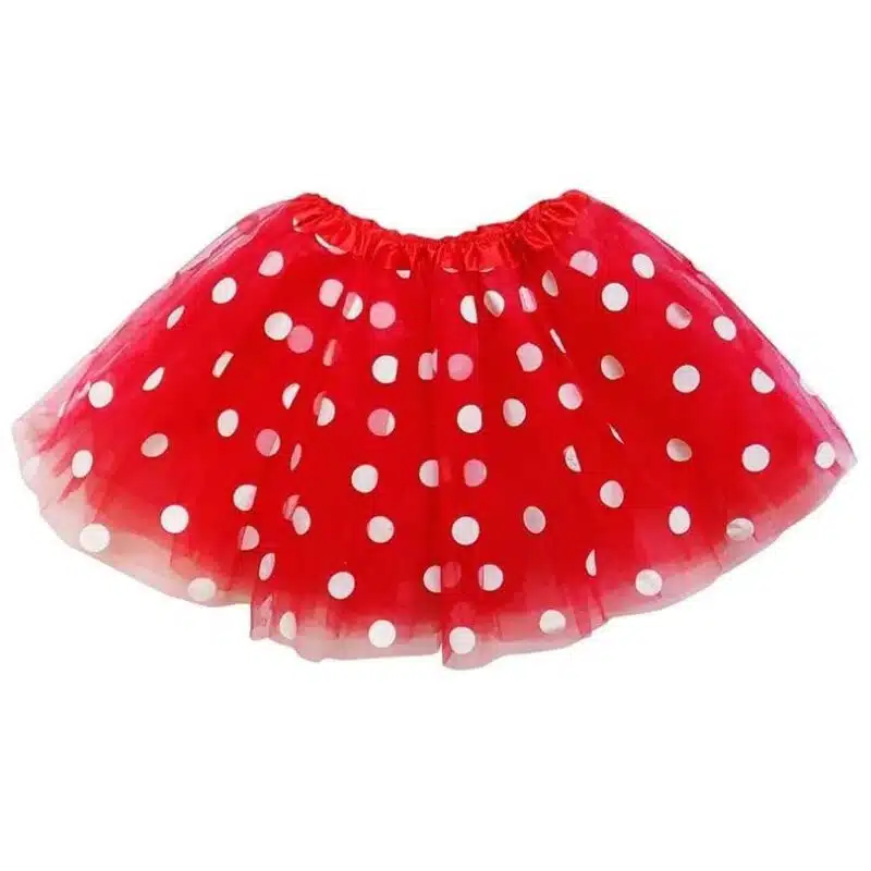 Saia Tule Criança Vermelho Bolinhas