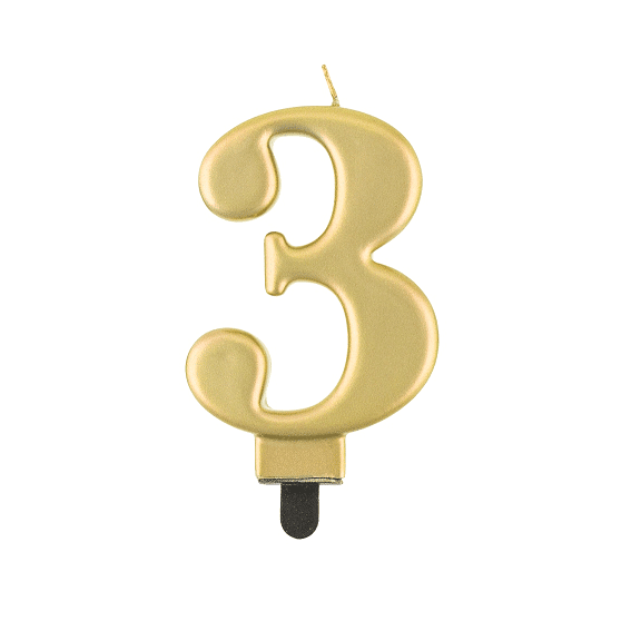 Vela nº 3 Dourado 8 cm