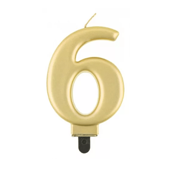Vela nº 6 Dourado 8 cm