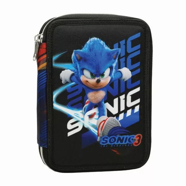 Estojo Escolar Duplo com Material Sonic
