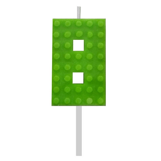 Vela Peça de Lego nº 8 Verde 5.5 cm