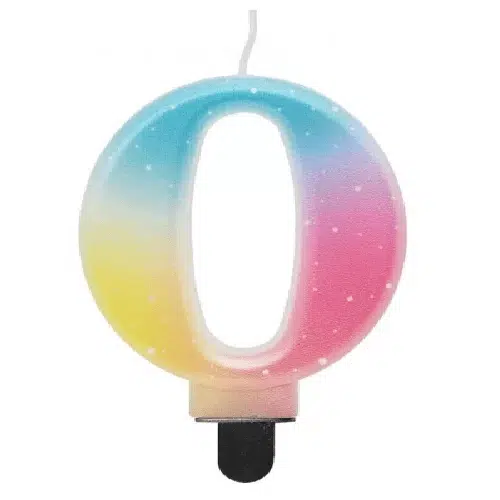 Vela Nº 0 Arco-íris Pastel 8 cm