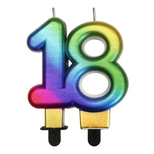 Vela nº 18 Arco-íris 8 cm