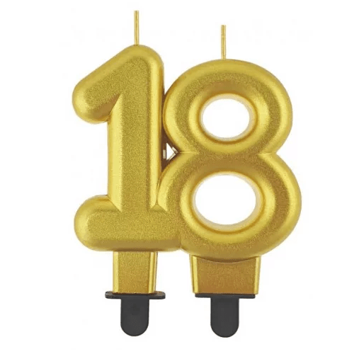 Vela nº 18 Dourado 8 cm