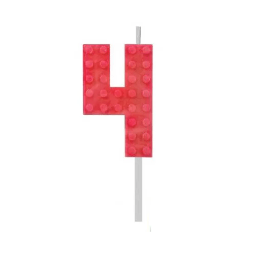 Vela Peça de Lego nº 4 Vermelho 5.5 cm