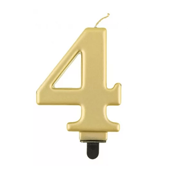 Vela nº 4 Dourado 8 cm
